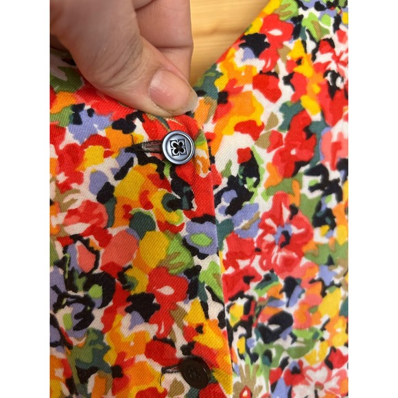 Vintage J. Crew Floral V-Neck Button Front Midi Dress 100% Cotton Cottagecore - Picture 9 of 13